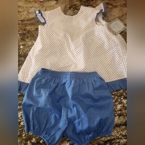 Charming Blue and White Polka Dot Kids Set